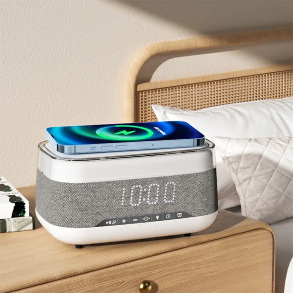 Smart Alarm Clock with Bluetooth Speaker & Wireless Fast Charger
