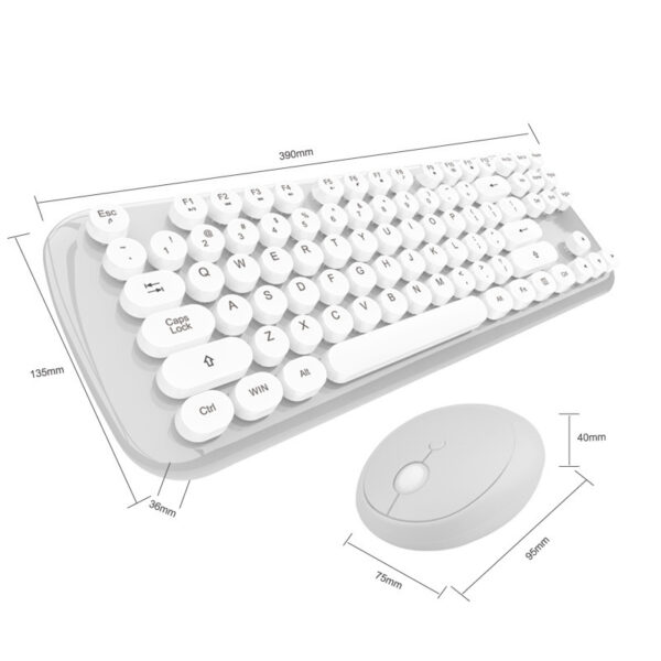 Wireless Retro Keyboard & Mouse Set – Cute Girls Color Edition